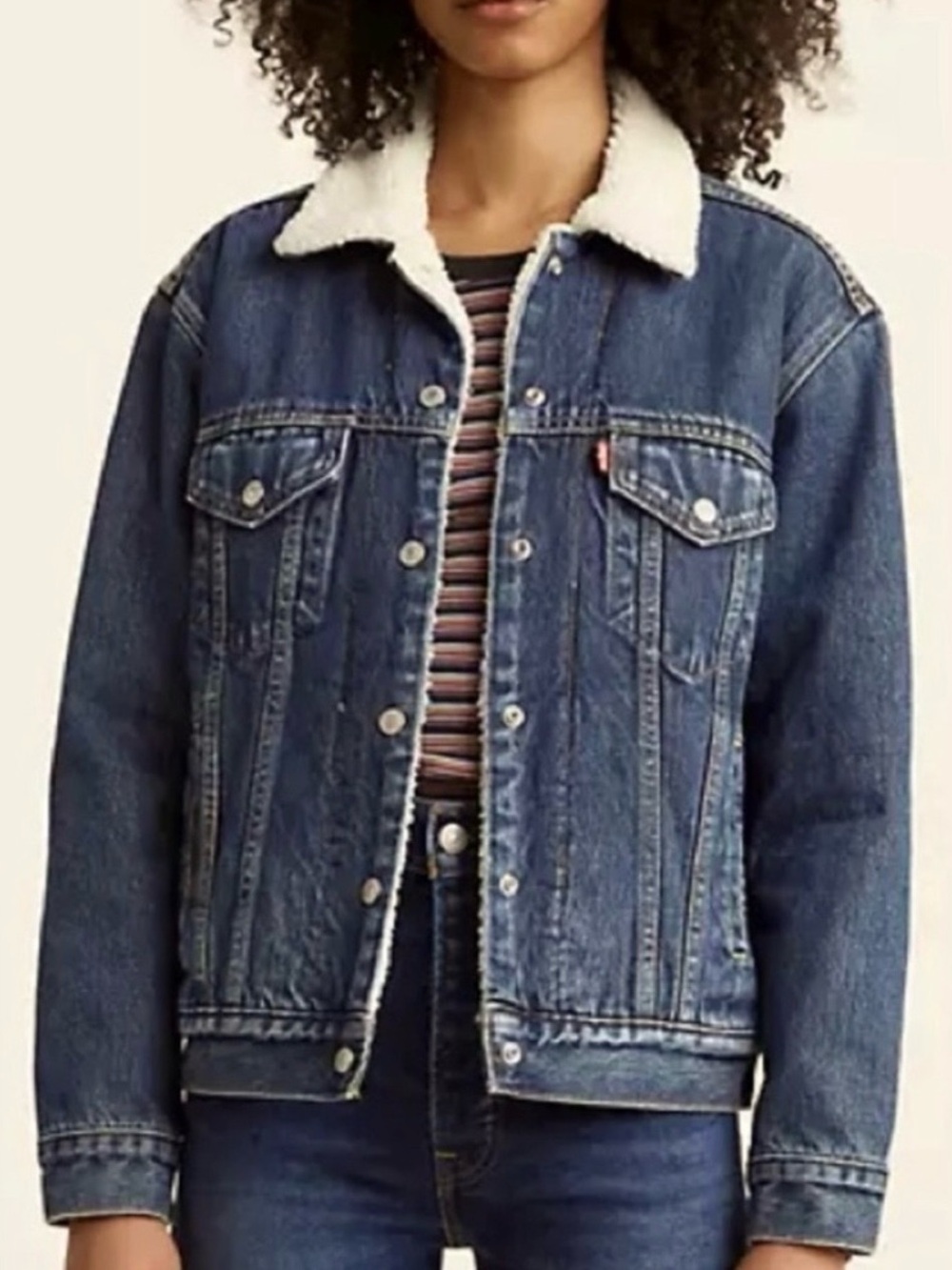 Levi's Denim Jacket- Cream Sherpa Lined